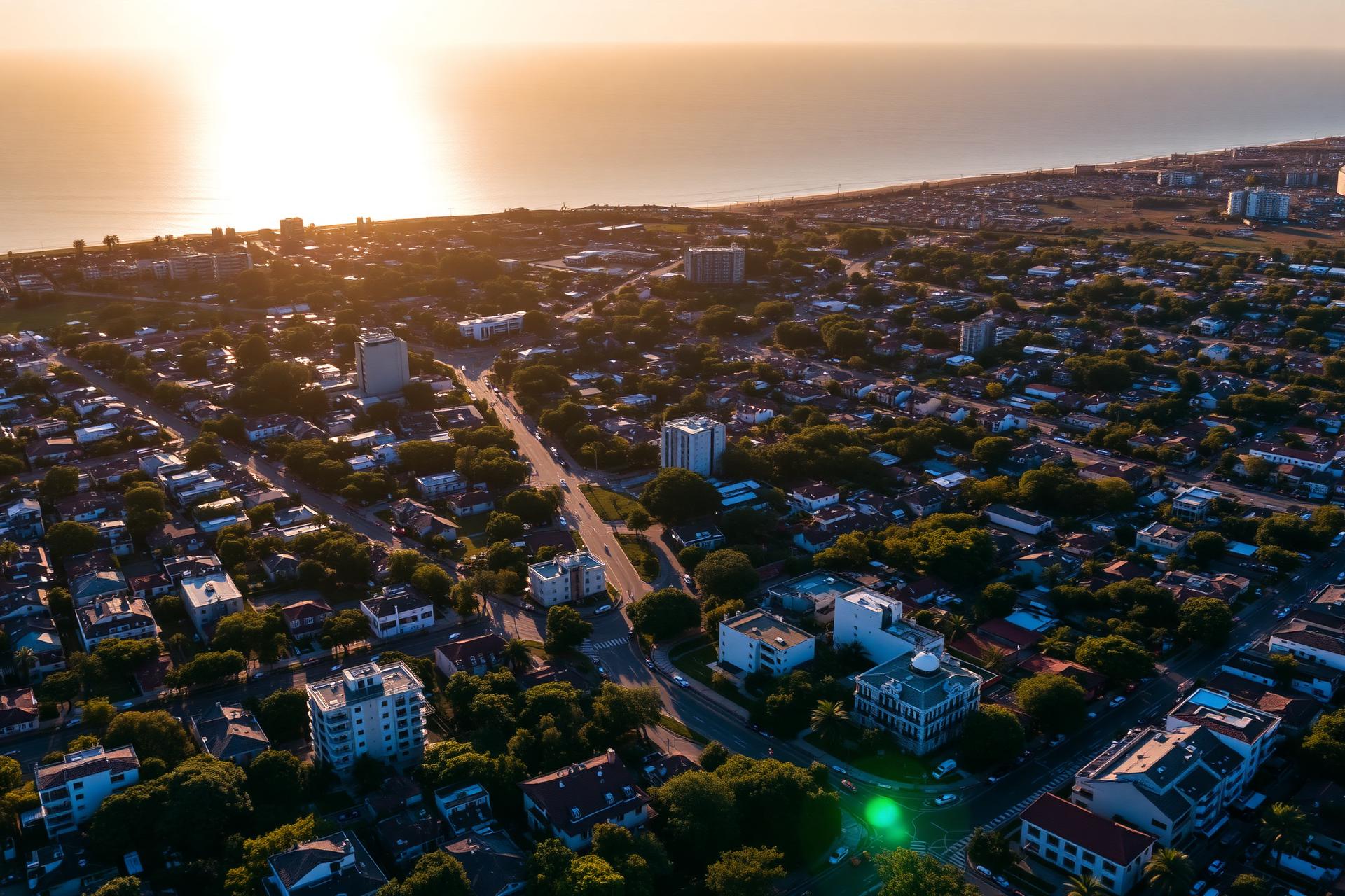 Vista aérea de Malvín al atardecer